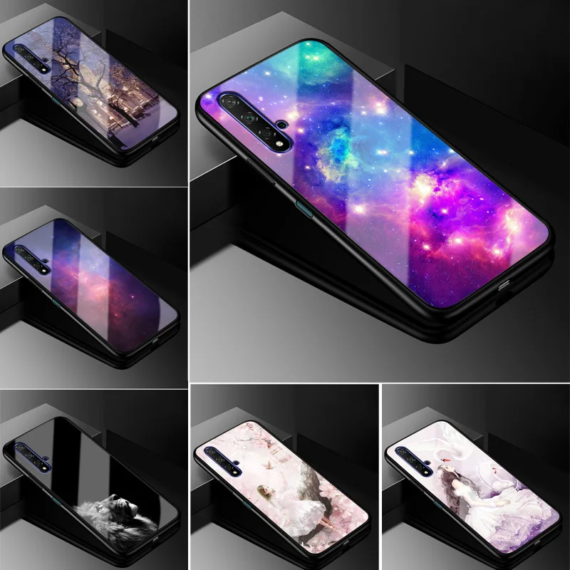 Чехол для Huawei Nova 5 T жесткая задняя крышка из закаленного стекла Nova5T чехол бампер с