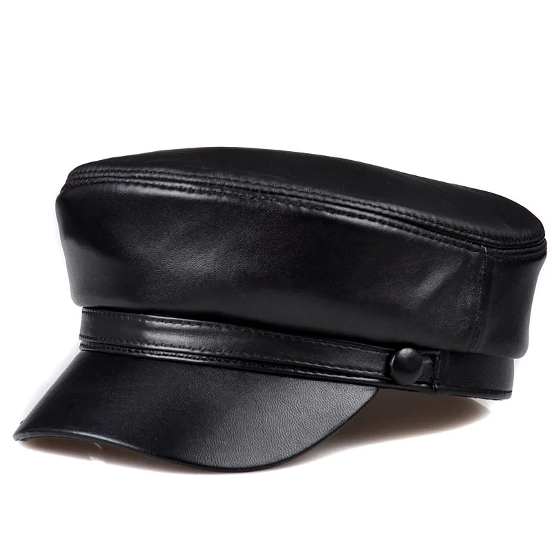HL009 натуральная черная овечья кожа бейсболка кепка стиль весна мужские шапки из натуральной кожи шапки