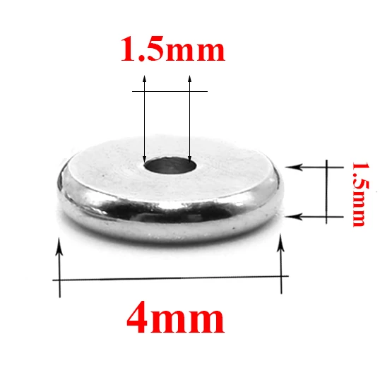 Aiovlo 50 шт./лот 4 5 6 8 10 мм нержавеющая сталь плоский круглый свободный разделитель бисер бусины для DIY ювелирных изделий Аксессуары - Цвет: 4x1.5mm