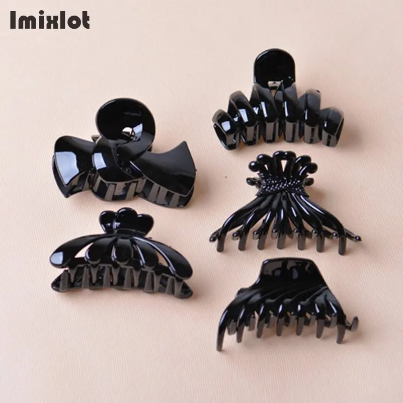 Korean Girls Hairpins Hair Claw Crab Large Black Plastic Hair Clips For