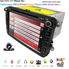 Оптовая продажа 2 din 8 дюймов DVD плеер автомобиля для VW/Volkswagen/Passat/поло/Гольф/Skoda/Seat/Леон с gps-навигация SWC BT Бесплатная камера