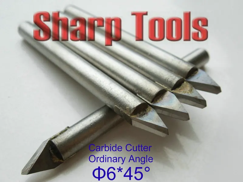 

10pc 6MM 45 Degree Solid Carbide Cutters Milling Tools CNC Router Bits for Stone Marble 3D Engraving V Carving End Mill Knife