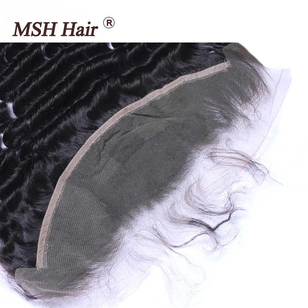 MSH Hair Malaysian Deep Wave Lace Frontal 13*4 Natural Color Ear To Ear 1 PCS 100% Human Hair Weave Non Remy Hair Extensions