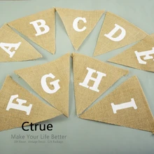 1 шт. A-Z флаг с надписью на заказ персонализировать Лен джутовый флажок из мешковины Свадебные флажки в деревенском стиле свадьба для украшения детского душа