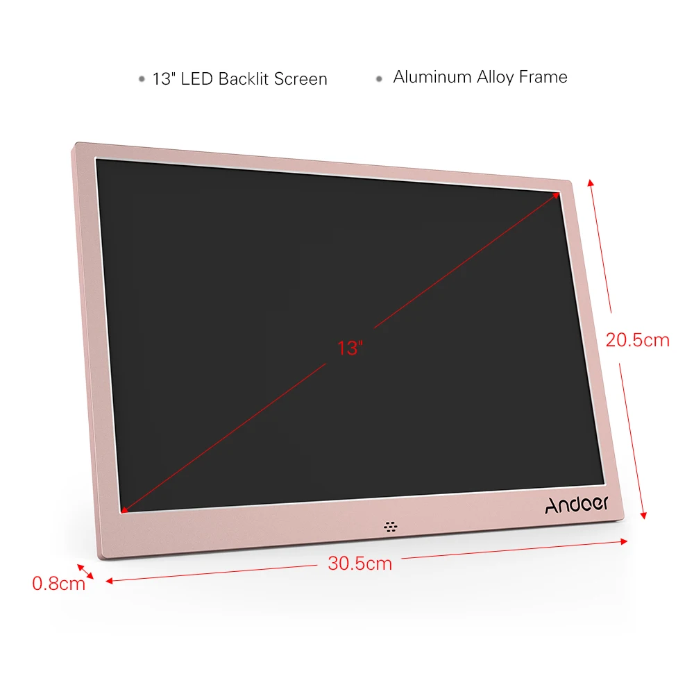 Andoer алюминиевый сплав 13 ''светодиодный цифровая фоторамка Поддержка 1080P видео воспроизведение с пультом дистанционного управления Рождественский подарок на день рождения