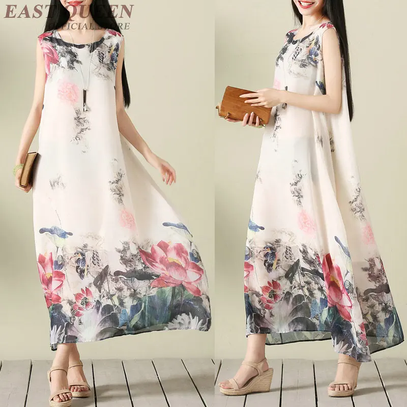 Свободные элегантные китайские платья лето 2019 сарафан Ao Dai вьетнамская одежда