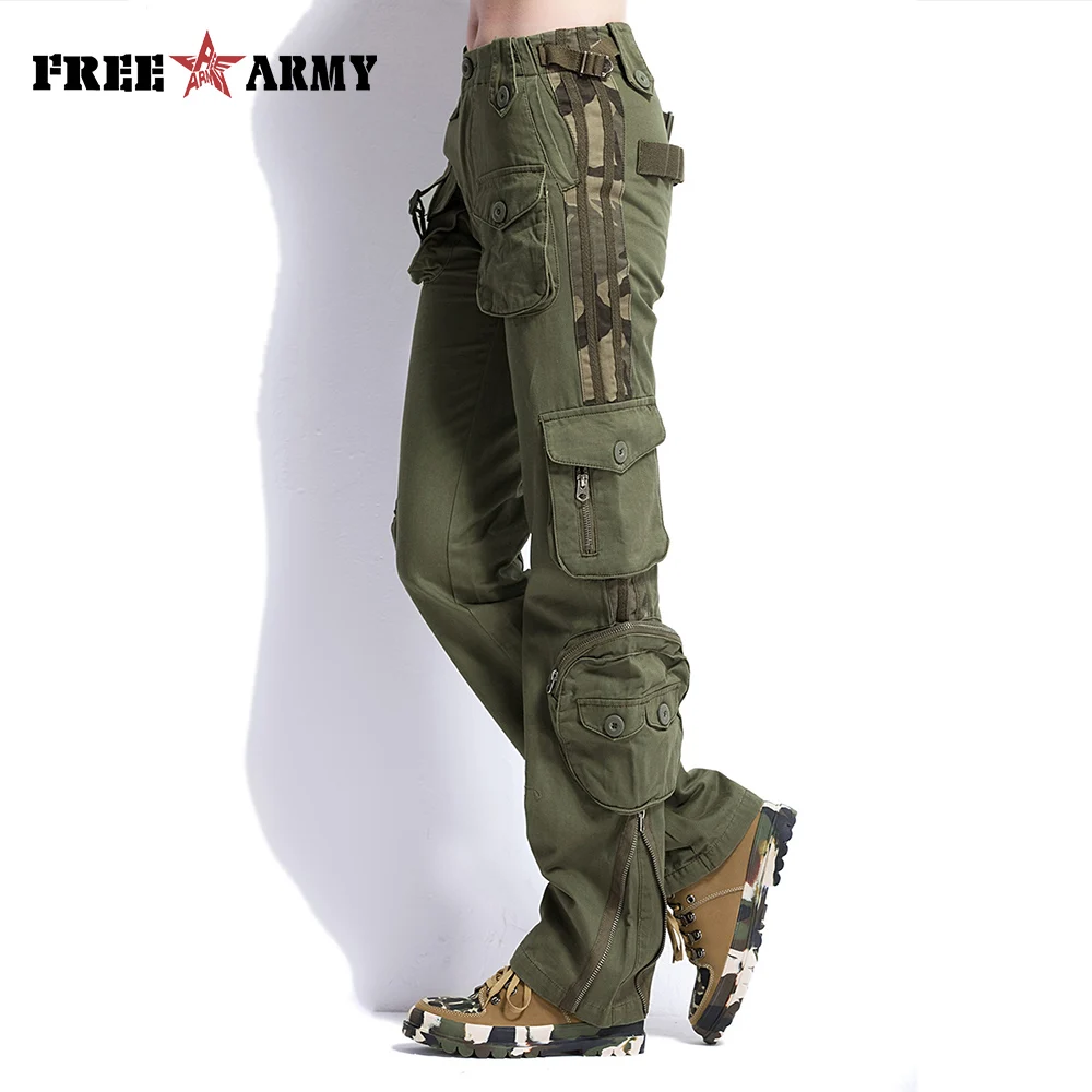 Новые мужские и женские Брюки Cargo военные камуфляж Свободные Camo Combat Камуфляж