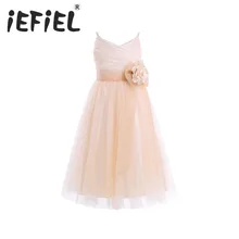 Iefiel для детей девочек Отделка: тюль, сетка, наборные плечевые бретельки Платье для девочек с цветочным узором платье принцессы для свадьбы; платье подружки невесты День рождения платье для выпускного вечера