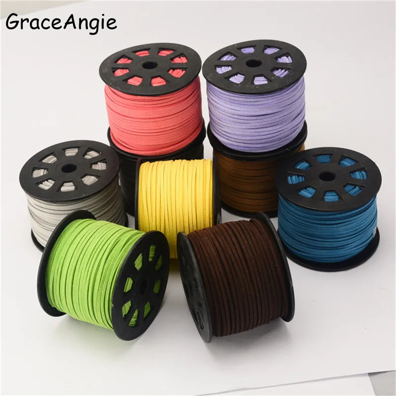 5Meter/Roll 2.6x1.5mm Flat Faux Suede Korean Velvet Leather Cord String Rope Lace Thread DIY Bracelet Necklace Jewelry Findings