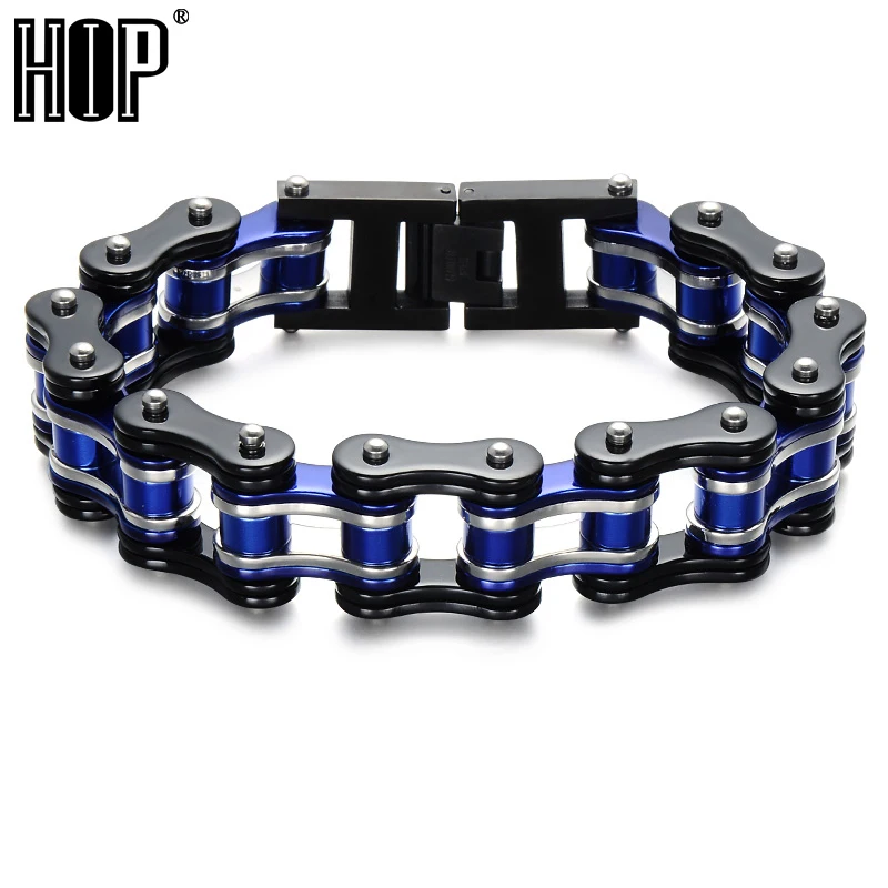 

HIP Black Double Bicycle Chain Bracelet Mens Motorcycle Chain Bracelets Bangles Casual Brand 316L Stainless Steel Jewelry