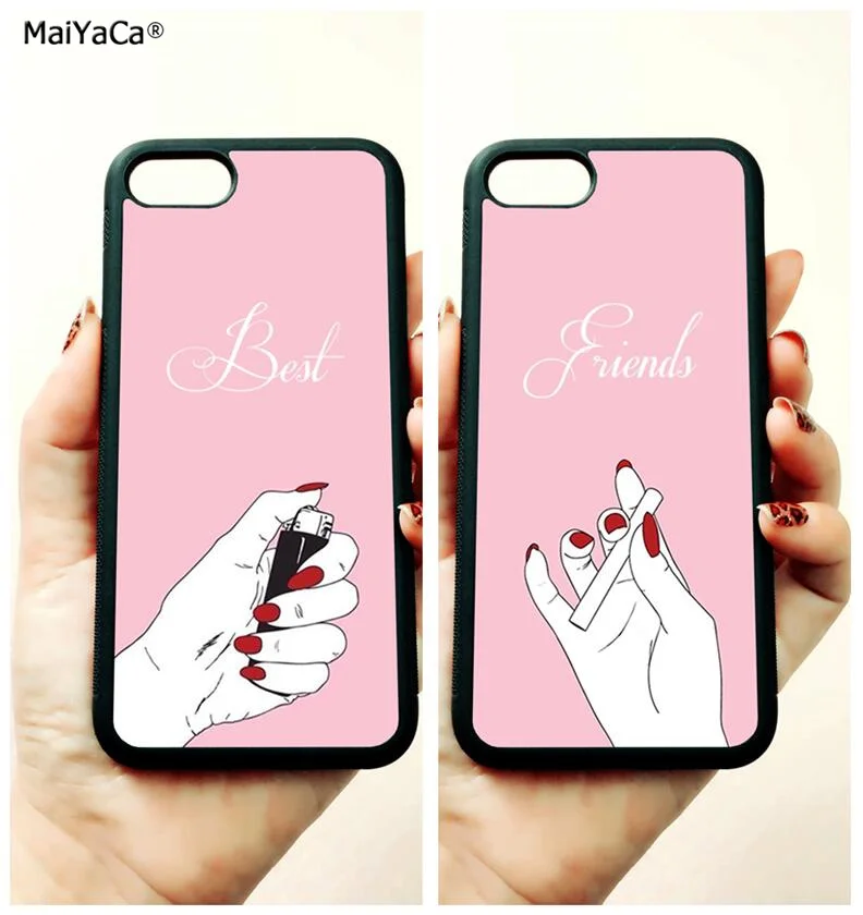 

BFF soul sister smoking two girls soft edge mobile phone cases for apple iPhone x 5s SE 6 6s plus 7 7plus 8 8plus XR XS MAX case