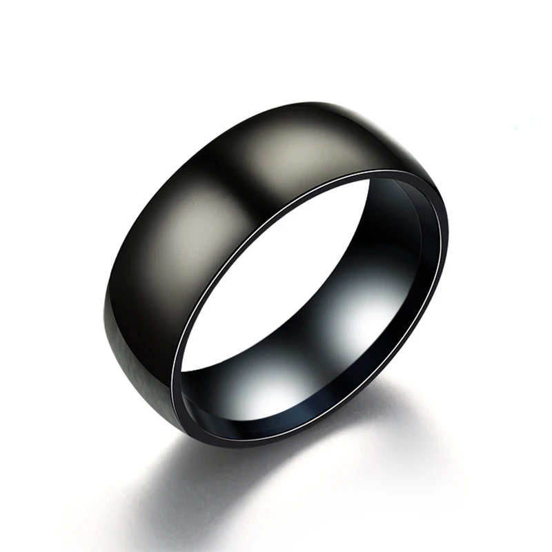 Черный Титан кольцо для Для мужчин простые гладкие Нержавеющая сталь кольца для Для женщин мужской вечерние свадебные Обручение ювелирные полосы Z4