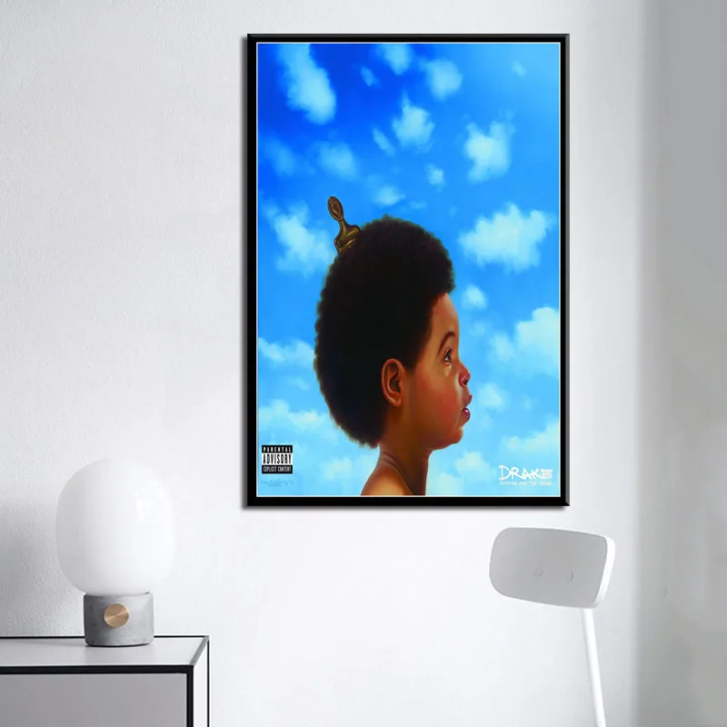 Плакатный принт Дрейк хип хоп Рэп музыкальный альбом рэпер звезда певец искусство холст живопись настенные картины для гостиной домашний декор - Цвет: Синий