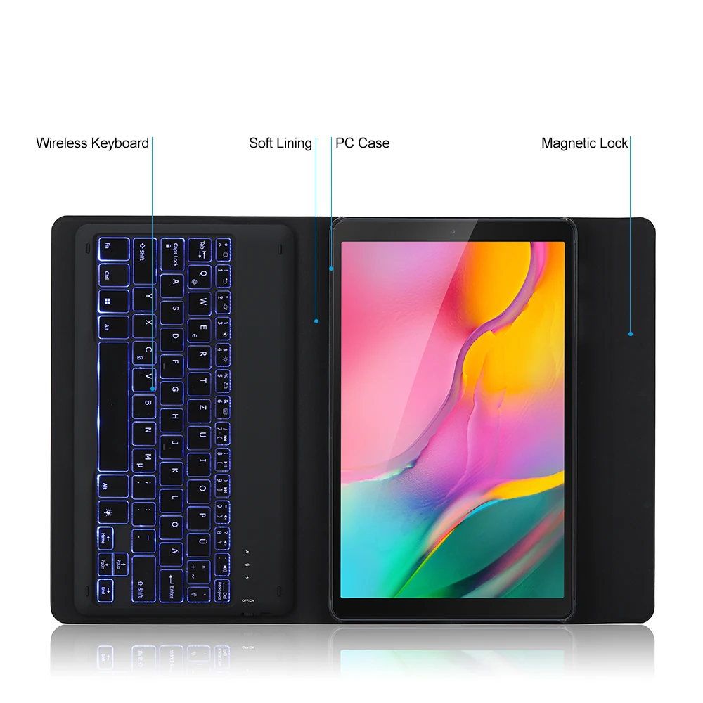  German Bluetooth keyboard case for Samsung Galaxy Tab A 10.1 inch 2019 tablet SM-T510 SM-T515 with 