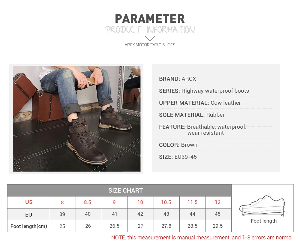 ARCX/кожаные ботинки в байкерском стиле; мужские водонепроницаемые ботинки для мотокросса; обувь для путешествий в байкерском стиле; винтажные ботильоны