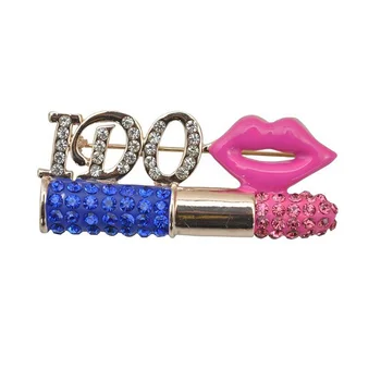 

50pcs/Rhinestone Mouth lips Lipstick Brooch pin I DO Brooches