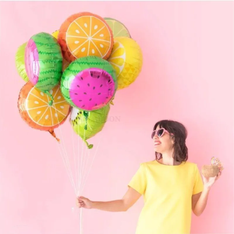 

10Pcs Large Fruit Foil Balloon Birthday Wedding Summer Children Party Watermelon Orange Pitaya Kiwi Fruits Helium Balloon Decor