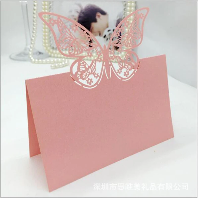 10 Colors 50pcs Butterfly Laser Cut Table Name Place Cards Favor Table Name Message Setting Card Wedding Birthday Party Supplies (6)
