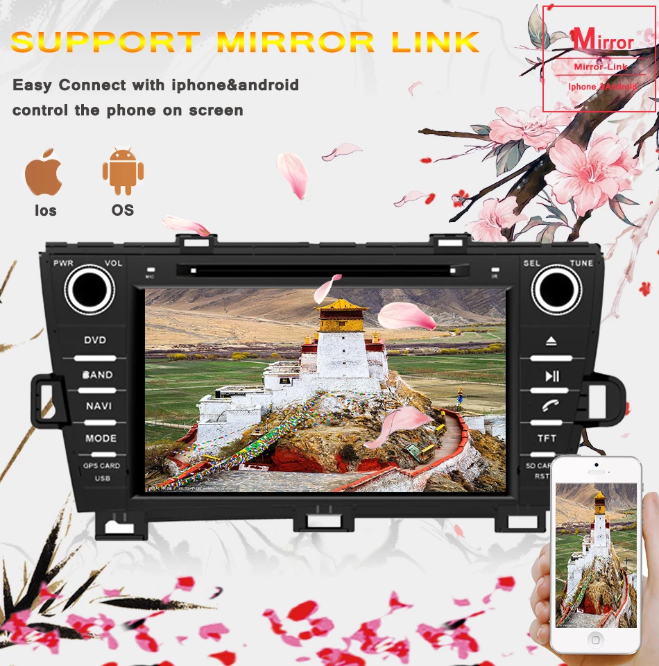 Perfect 2 Din Octa Core Android 9.0 Car Radio for Toyota Prius 2009 2010 2011 2012 2013 in dash 1024*600 car dvd gps navigation System 9