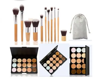 

Professional 11 Pcs Wood Eyeshadow Blending Make up Brushes Sets Eyebrow Concealer Foundation Brush Kits Cosmetic Tool With Bag