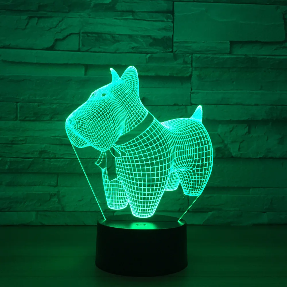 Прекрасная собака Малый 3D ночник сенсорный выключатель 7 цветов Изменение светодиодный настольная лампа 5 В USB Night Lights Home Decor детская игрушка