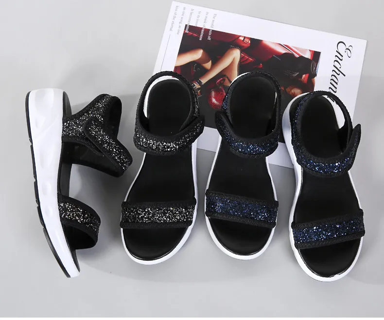 Summer Women Sandals Female Shoes Woman Shining Comfortable Sandals Ladies Sequined Cloth Flat Sandals Women Sandalias (11)