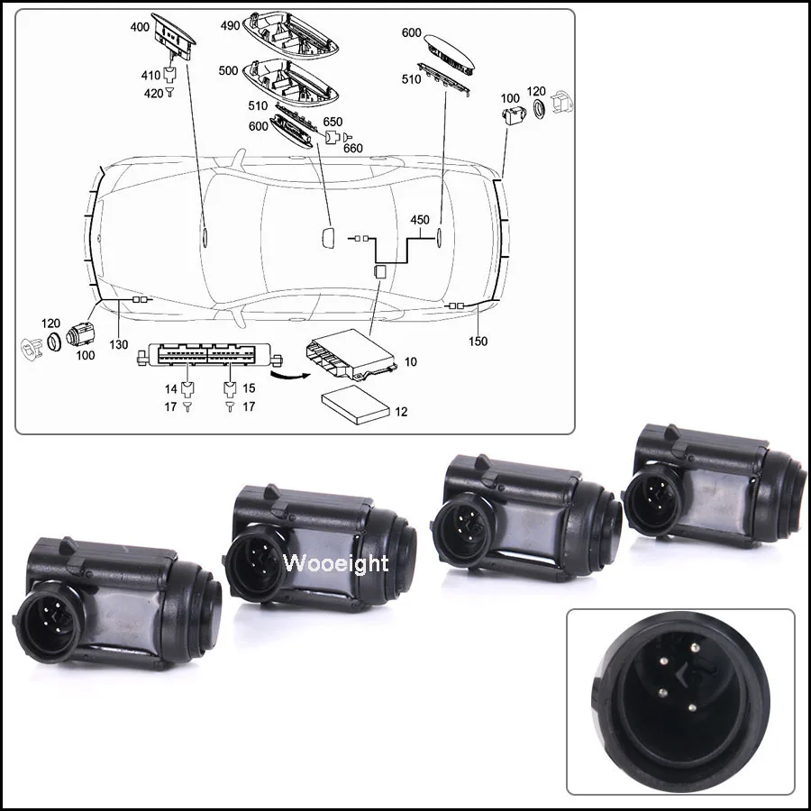 

4Pcs PDC Parking Distance Sensor 0015427418 0045428718 For Mercedes-Benz W203 W209 W210 W211 W220 W163 W164 C230 C240 GL550