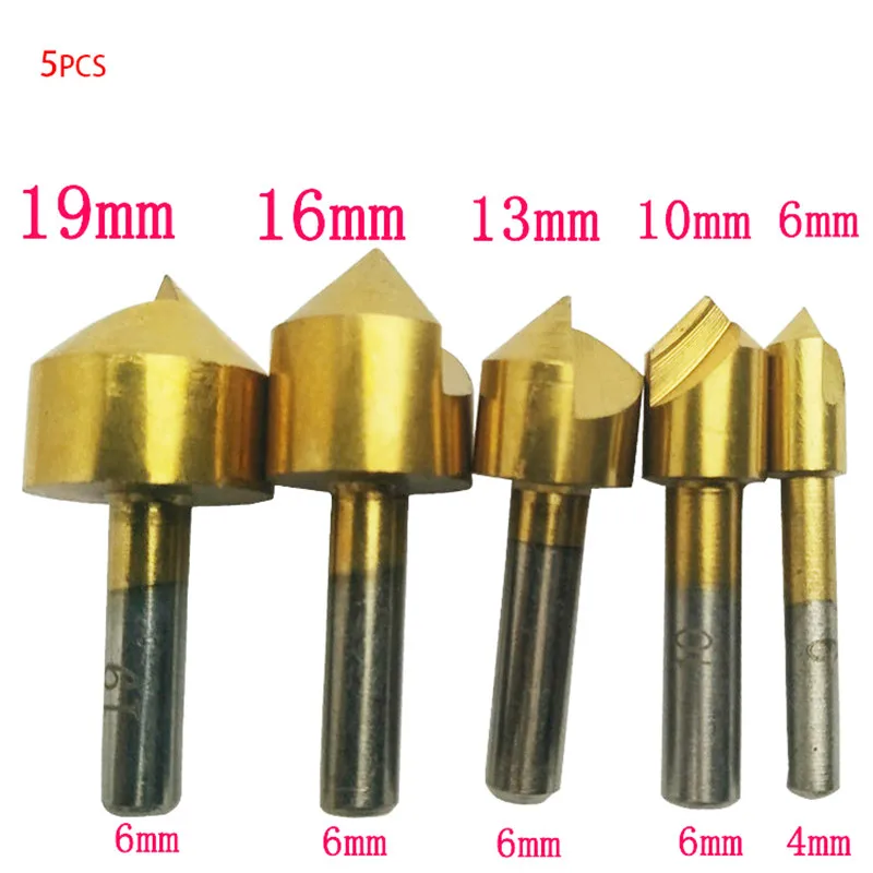 5pcs Single Edge Chamfering Tool Countersink Drill Wood Reverse Taper