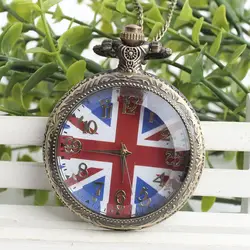 London Сувениры Англия Флаг Великобритании Дизайн карманные часы Для мужчин Для женщин Цепочки и ожерелья часы с цепочкой Женский Мужской