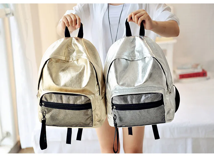 MJ Unisex Backpack Fashion Metallic Female Backpacks Casual Daypack Large Travel Bag Big Holographic Backpack Cool School Bags (14)