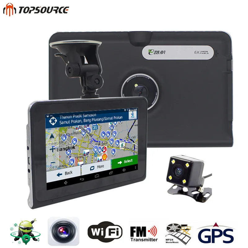 

TOPSOURCE 7'' Car DVR GPS Navigation 16G/512MB AVIN android Rearview Camera Automobile Navigator Navitel Map truck GPS Sat nav