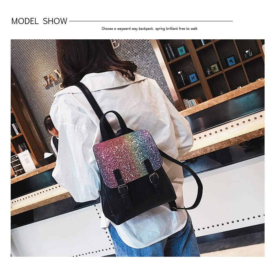 Mochila Da Moda Bling Lantejoulas Saco De