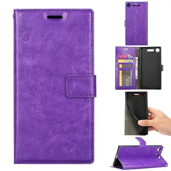 

10pcs/lot Crazy Horse Leather Stand PU+TPU Cover Stand Case with card slot For Sony Xperia XZ1