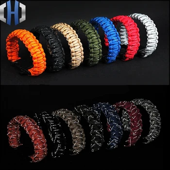 

24.5cm Nine Core Reflective Paracord Escape Emergency Glowing Plaited Rope EDC Survival Saving Bracelet with Whistle Tools