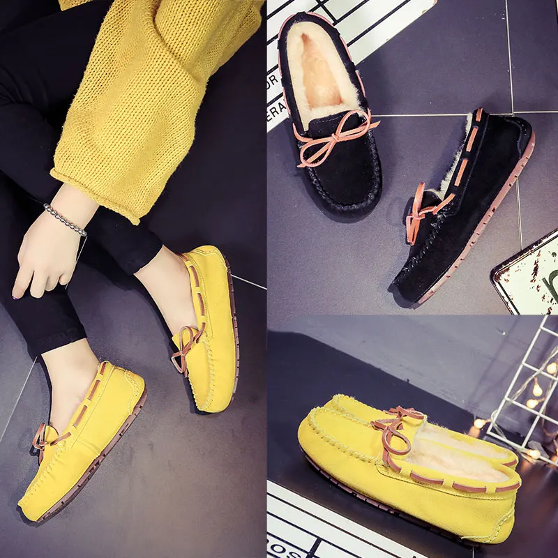 Mocassins Glissement Chaussures Photo 100 Véritable As De Appartements Peluche Dame En Plates Photo Cuir as Femmes Souliers Hiver Chaud 2018 Sur Simple adqnBPPw