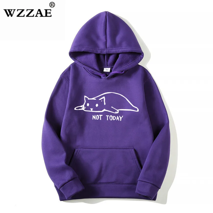  Kawaii Cat Hoodies Men Not Today Funny Graphic Sweatshirt Men/Women Harajuku Fashion Sweat Unisex L