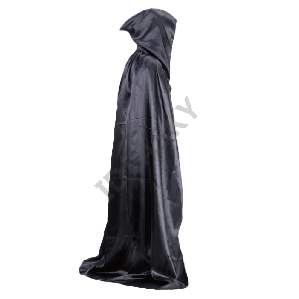 Medieval Vampire Metallic Satin Hooded Cloak Wicca Robe Halloween Witch Cape