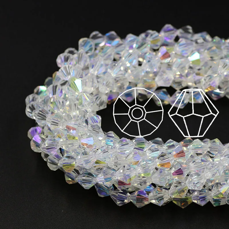 Wholesale Multicolor Faceted White AB Crystal Loose Beads Craft DIY 4//6//8//10mm