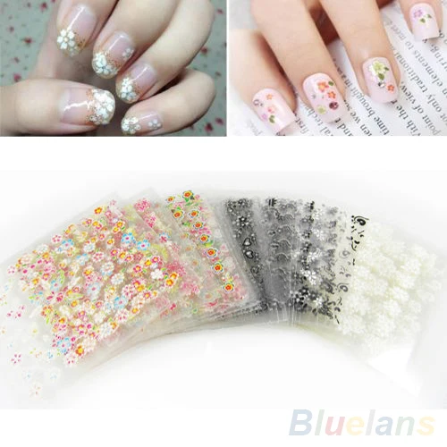 

50 Sheets 3D Design Nail Art Sticker Tips Decal Flower Manicure Stickers 1L28 4CKZ