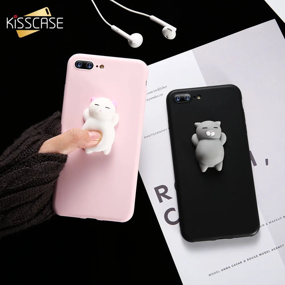 Kisscase Case мягкая кошка чехол для iPhone 7 8 6S 6 Plus прекрасный мультфильм Чехол X 10 милые