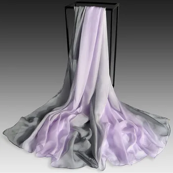 

The New Gradient Silk Scarf All-match Long Oguwa Pure Silk Scarf Shawl