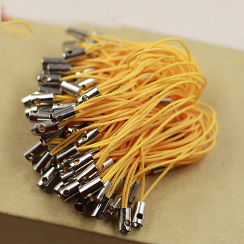 yellow mobile Lanyard lariat straps Cell Phone cords Rope keychain key