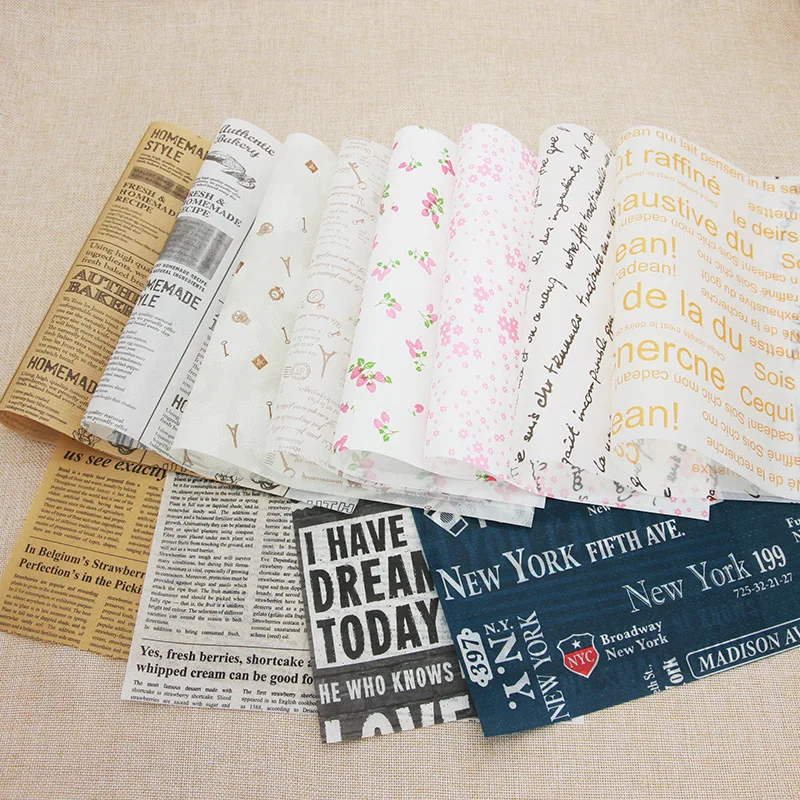 

100Pcs/Lot Food Grade Grease Wax Paper Food Wrappers Wrapping Paper For Bread Sandwich Burger Fries Cookie Oilpaper Baking Tools