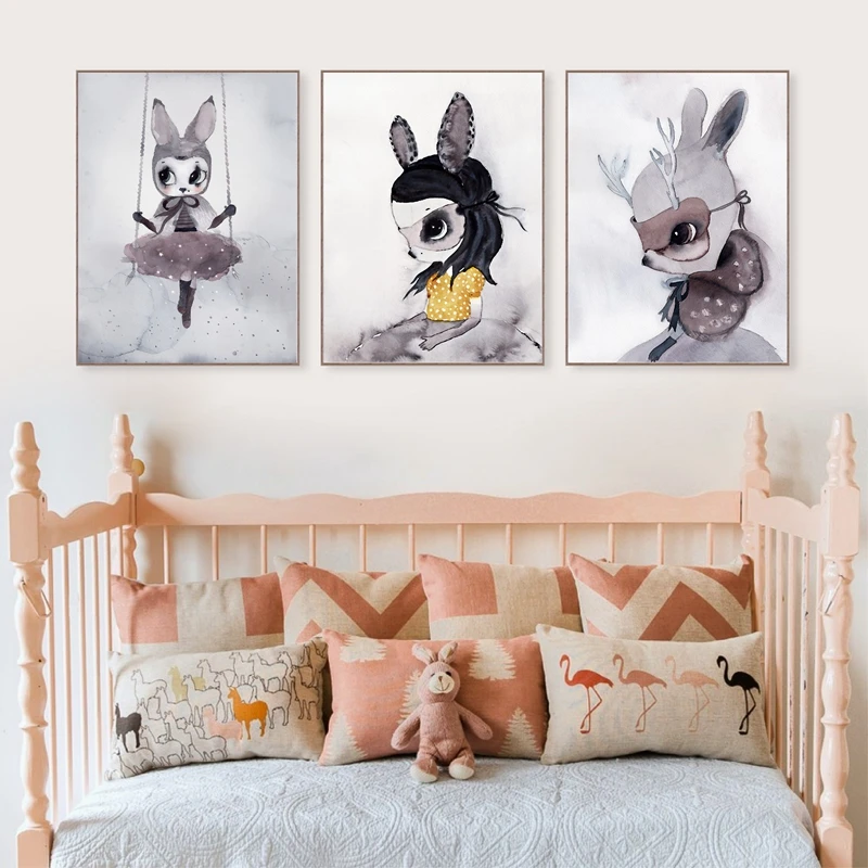 Poster And Prints Nordic Decoration Nursery Wall Art Canvas Painting Poster And Prints Nordic Decoration Nursery Wall Art Canvas Painting Baby Room Beautiful Rabbit Print Pictures In Calligraphy From