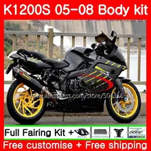 Корпус для BMW K1200 S 05-10 K1200S 05 06 07 08 09 10 глянцевый черный 92SH3 K-1200S K 1200 S 2005 2006 2007 2008 2009 2010 обтекатели