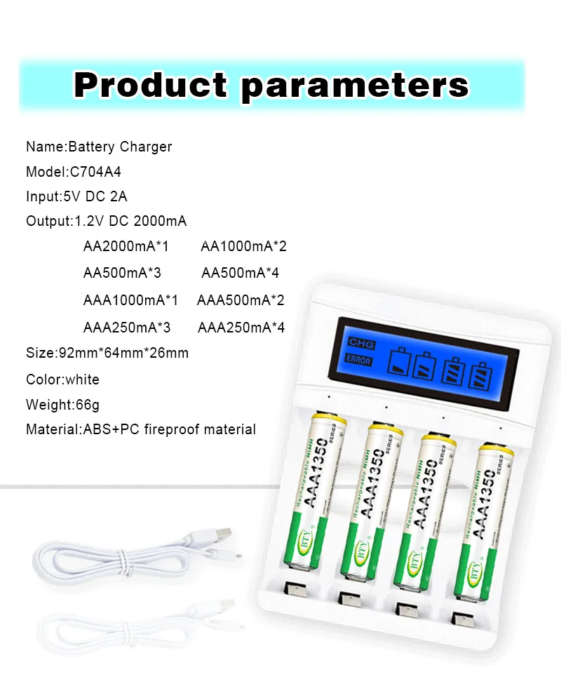 Зарядное устройство* 5 шт. ЖК-дисплей Интеллектуальный для AA/AAA NiCd NiMh аккумуляторные батареи с 20 батареями AAA