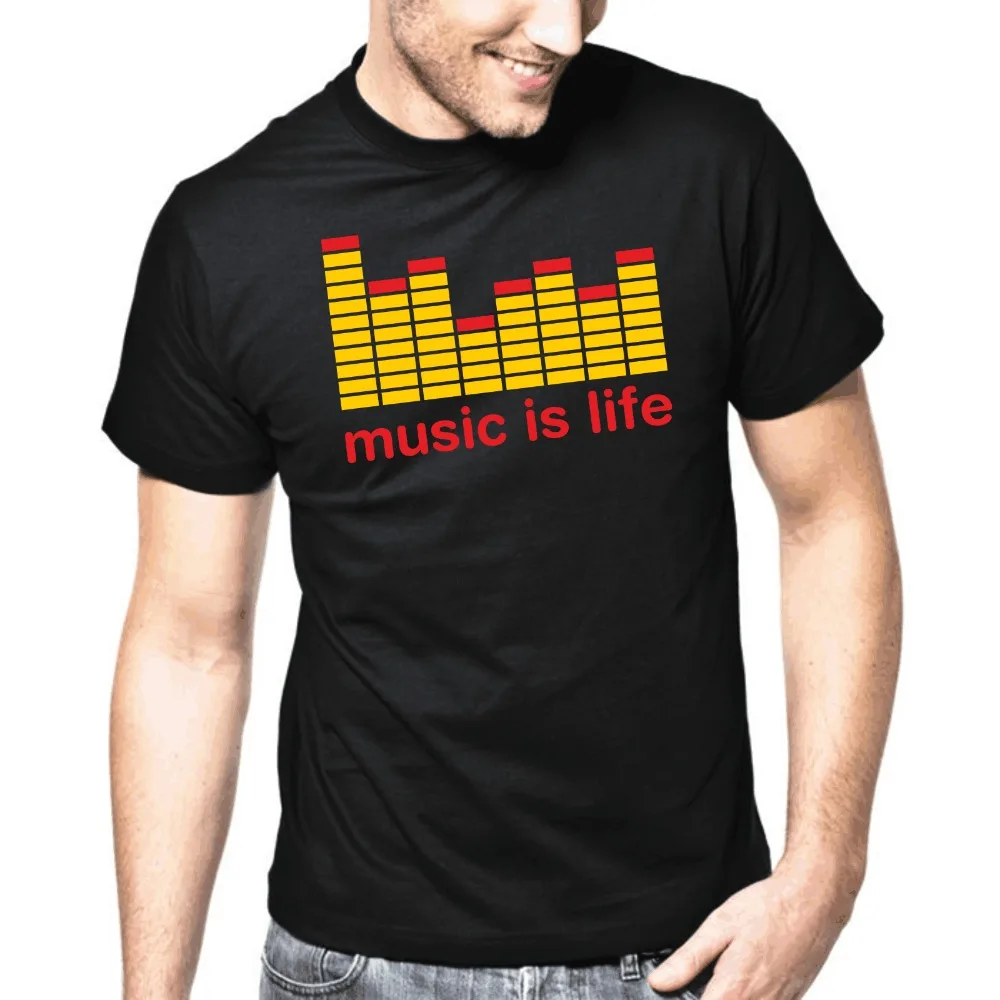 Newest Fashion Cool Summer Men Clothing Music is Life DJ Club