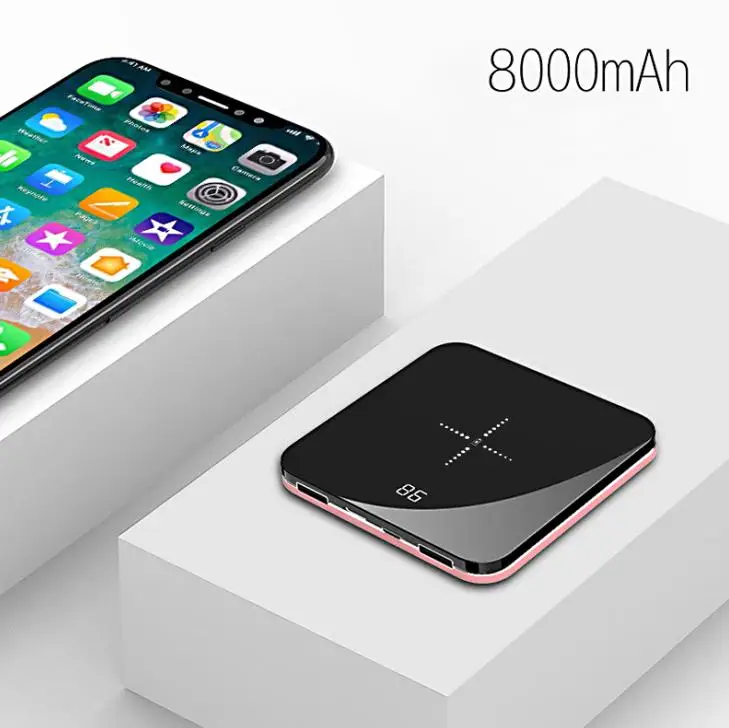 ЖК-экран mi ror mi ni power Bank 8000 мАч ультратонкий портативный внешний аккумулятор power bank Быстрая зарядка для iPhone Xs Max Xiaomi mi - Цвет: Rosy Gold