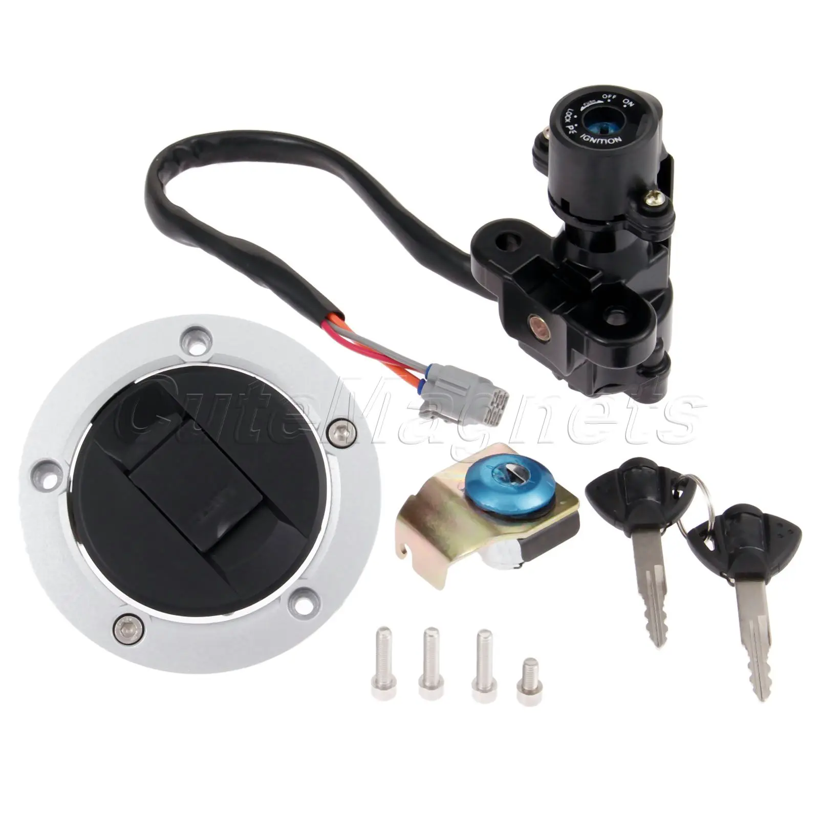 mtsooning Motorcycle Ignition Switch Lock+ Fuel Gas Cap Cover+Seat Lock
