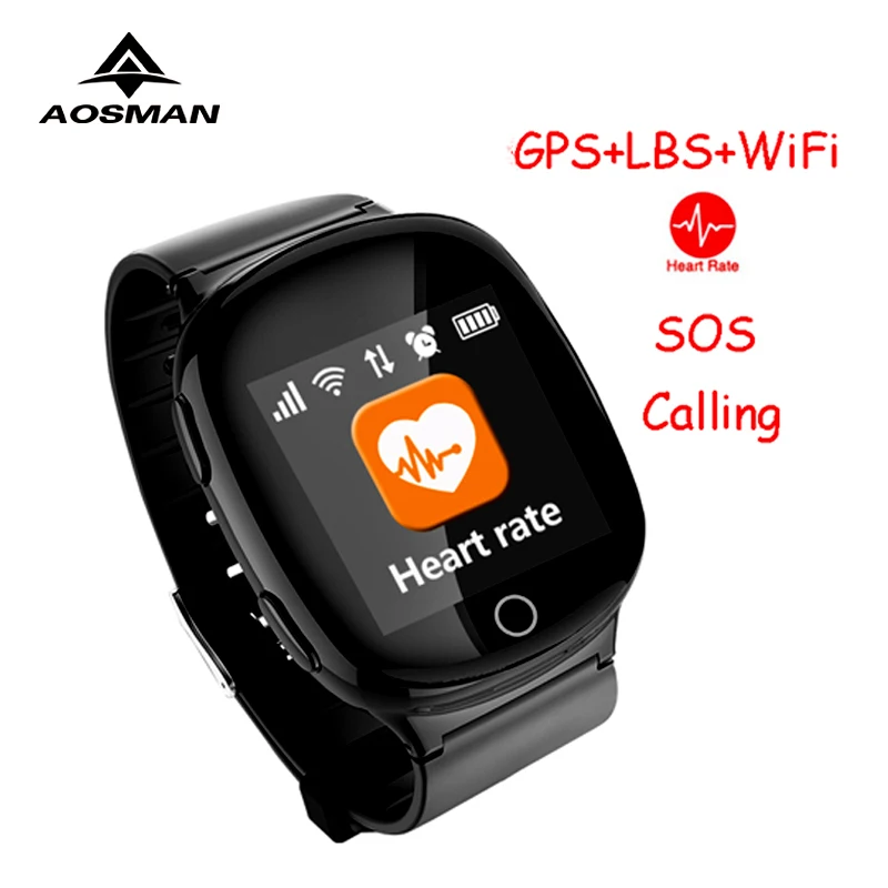 

AOSMAN Russian language calling Wifi GPS smartwatch LBS positioning wristband Heart Rate GPS SOS speaker phone watch for elder
